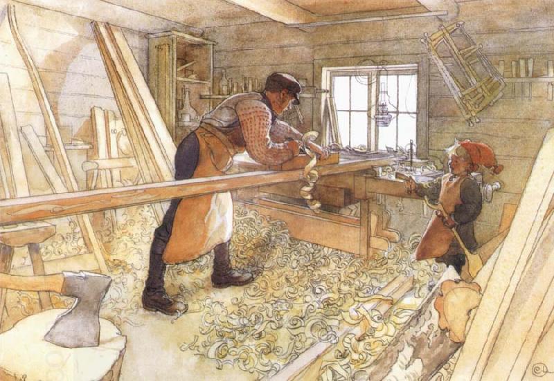 Carl Larsson In the Carpenter Shop oil painting picture